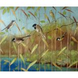 RALSTON GUDGEON RSW (SCOTTISH 1910-1984) REED BUNTING, WHITETHROAT, WILLOW WARBLER, COAL TIT Oil