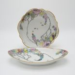 ELIZABETH MARY WATT (SCOTTISH 1886-1954) A large circular porcelain dish with wavy edge, painted