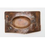 A MODERNIST STYLE COPPER TRAY of rectangular form, with copper wire detail and inset with agate