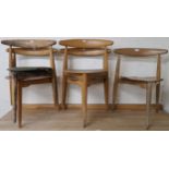 A SET OF FIVE MID 20TH CENTURY BEECH AND TEAK HANS WEGNER FOR FRITZ HANSEN FH4103 "HEART" STACKING