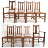 A SET OF EIGHT LATE VICTORIAN OAK ARTS & CRAFTS DINING CHAIRS  comprising two carvers with pierced