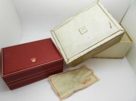 A Rolex Genève watch box,outer in tooled red leatherette, with Rolex crown logo. Wood, red