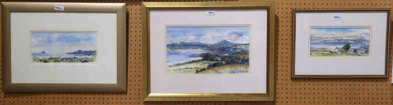 JULIA GURNEY (SCOTTISH 20THC) LOCH VIEW Watercolour, signed lower right, 20 x 34cm Together with 3