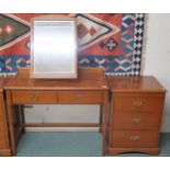 A lot of mid 20th century Stag bedroom furniture to consist of two drawer dressing table with