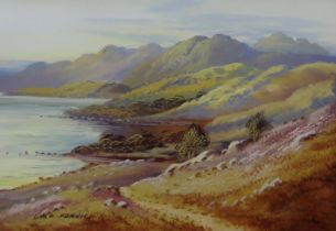 SCOTTISH SCHOOL Loch Fannich and Near Lynton, signed, gouache, 24 x 33cm Condition Report: