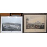 A lot of two assorted framed prints, the first depicting the city of Edinburgh and the other the