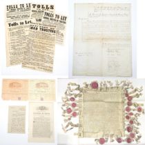 Ephemera: assorted Victorian printed "Tolls to Let" bills (four concerning the County of Linlithgow;