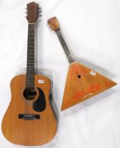 HARMONY acoustic folk guitar model H6820 together with a three stringed balalaika(def) Condition