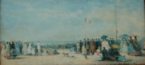 W.M.CHASE AFTER BOUDIN Trouville,print on canvas, 19 x 39cm Condition Report:Available upon request