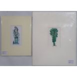 CLARE MELINSKY (BRITISH CONTEMPORARY) THE STATUE AND THE DUCK Linocut, signed lower right, AP, 12