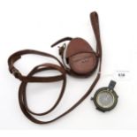 A WW1 Verner's Pattern compass, no. 87081, dated 1917, housed in a 1918-dated Bringley leather