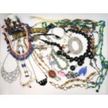 A good collection of vintage to include a Jacob Bengal kinetic Deco necklace, vintage beads, a