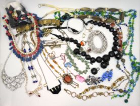 A good collection of vintage to include a Jacob Bengal kinetic Deco necklace, vintage beads, a