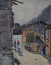 CONTINENTAL SCHOOL Alpine village, oil on canvas, 50 x 40cm Condition Report:Available upon request