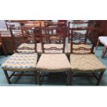 A set of six 19th century mahogany framed Hepplewhite style dining chairs with tapestry