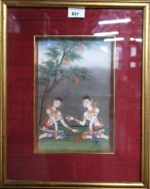 ASIAN SCHOOL Two female dancers, gouache, 27 x 18cm Condition Report:Available upon request