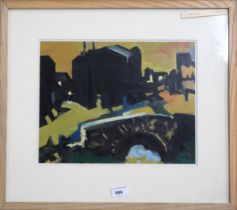 ANDREW SMITH (SCOTTISH b. 1936) A COMPANY TOWN Oil on paper, signed lower right, dated (19)94, 27