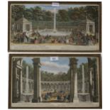 AFTER  RIGAUD PRINTED BY JOHN RYALL The colonade, Versailles Garden, coloured engravings,24 x