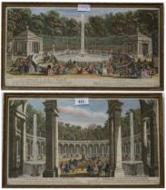 AFTER  RIGAUD PRINTED BY JOHN RYALL The colonade, Versailles Garden, coloured engravings,24 x