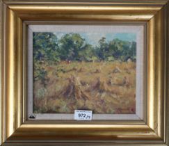 J. D. HENDERSON (SCOTTISH CONTEMPORARY) STOOKS GALLOWAY Oil on board, signed lower right, dated (