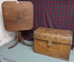 A lot comprising 19th century mahogany tilt top occasional table, 63cm high x 61cm wide x 61cm