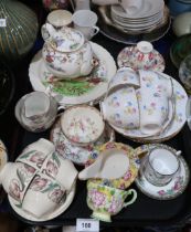 Assorted teawares including Copeland's Grosvenor China, Susie Cooper, chintz cups and saucer and jug