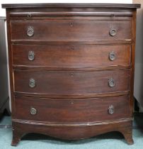 A 20th century mahogany bow front chest of four drawers, 84cm high x 76cm wide x 53cm deep Condition