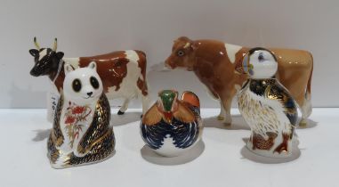 A Beswick Guernsey bull, Sabrina's Sir Richmond 14th and cow Ickham Bessie and three Royal Crown