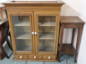 A Victorian painted bookcase top with pair of glazed doors over pair of drawers, 122cm high x