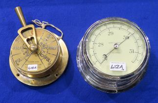 A bulkhead barometer by Berry & MacKay of Aberdeen and a ship's engine order telegraph marked "