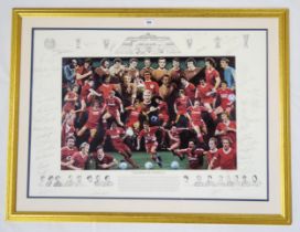 Legends of Anfield: a large framed limited edition print bearing signatures of Liverpool F.C.