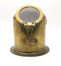 A brass ship's binnacle compass by Henry Hughes & Son Ltd., Marine Opticians, London, measuring