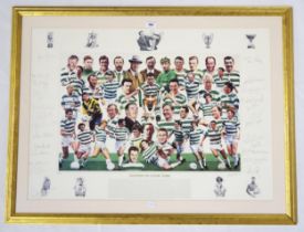 Legends of Celtic Park: a large framed limited edition print bearing signatures of players including