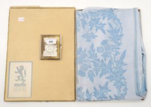 A boxed blue damask table cover from the Empire Exhibition Scotland, 1938, together with an Indian