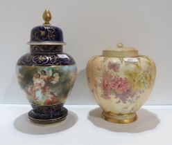 A Royal Worcester  large blush ivory pot pourri shape number 1318, together with a Vienna