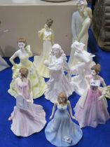 Six Royal Doulton figures, a Coalport figure and a Royal Worcester figure Condition Report:Available