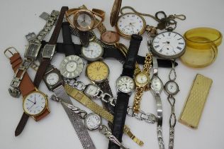 A collection of fashion watches to include Sekonda, Fossil, and Excalibur, a Colibri lighter, a