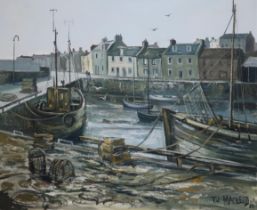 TORQUIL J. MACLEOD (SCOTTISH 1933-2002)  SCOTTISH HARBOUR  Oil on canvas, signed lower right,
