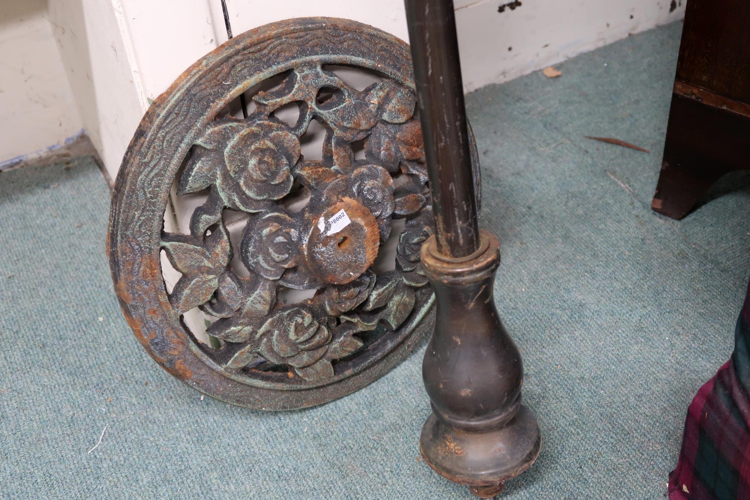 A 20th century free standing architectural style double sided garden clock, 173cm high Condition - Image 3 of 3