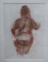 DELNY GOALEN (SCOTTISH 1932-2023)  PLUMP BUMP  Red charcoal on paper, signed lower right, 50 x 35cm