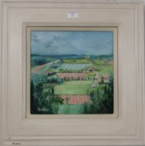 DELNY GOALEN (SCOTTISH 1932-2023)  JERSEY LANDSCAPE  Oil on canvas, signed lower left, 31 x 31cm
