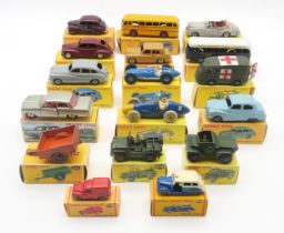 A collection of Dinky Toy model vehicles in reproduction boxes - 283 B.O.A.C. Coach, 23M Ferrari