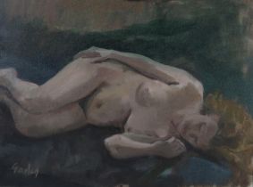 DELNY GOALEN (SCOTTISH 1932-2023)  YOUNG LADY ASLEEP   Oil on canvas, signed lower left, 35 x