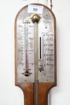 A 20th century mahogany Comilli Holborn stick barometer/thermometer, 92cm high x 11cm wide