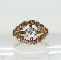 A 9ct gold ring set with a 0.33cts brilliant-cut diamond, retro design, size N, weight 2.9gms