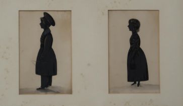 BRITISH SCHOOL (19th century)Silhouette profile portraits, 14 x 9cm and two portrait heads
