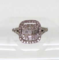 A Chisholm Hunter 18ct white gold diamond cluster ring, set with estimated approx 1ct of brilliant
