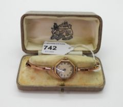 A ladies 9ct gold vintage Rolex Prima wristwatch, with Glasgow import marks for 1935, strap marked