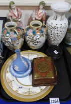 A reticulated Chinese vase in white glaze, a pair of Noritake vases and other items