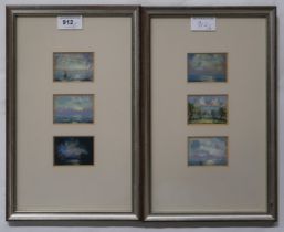 BRITISH SCHOOL Triptych landscapes and seascapes, pastel, 4.5 x 6cm (2) Condition Report:Available